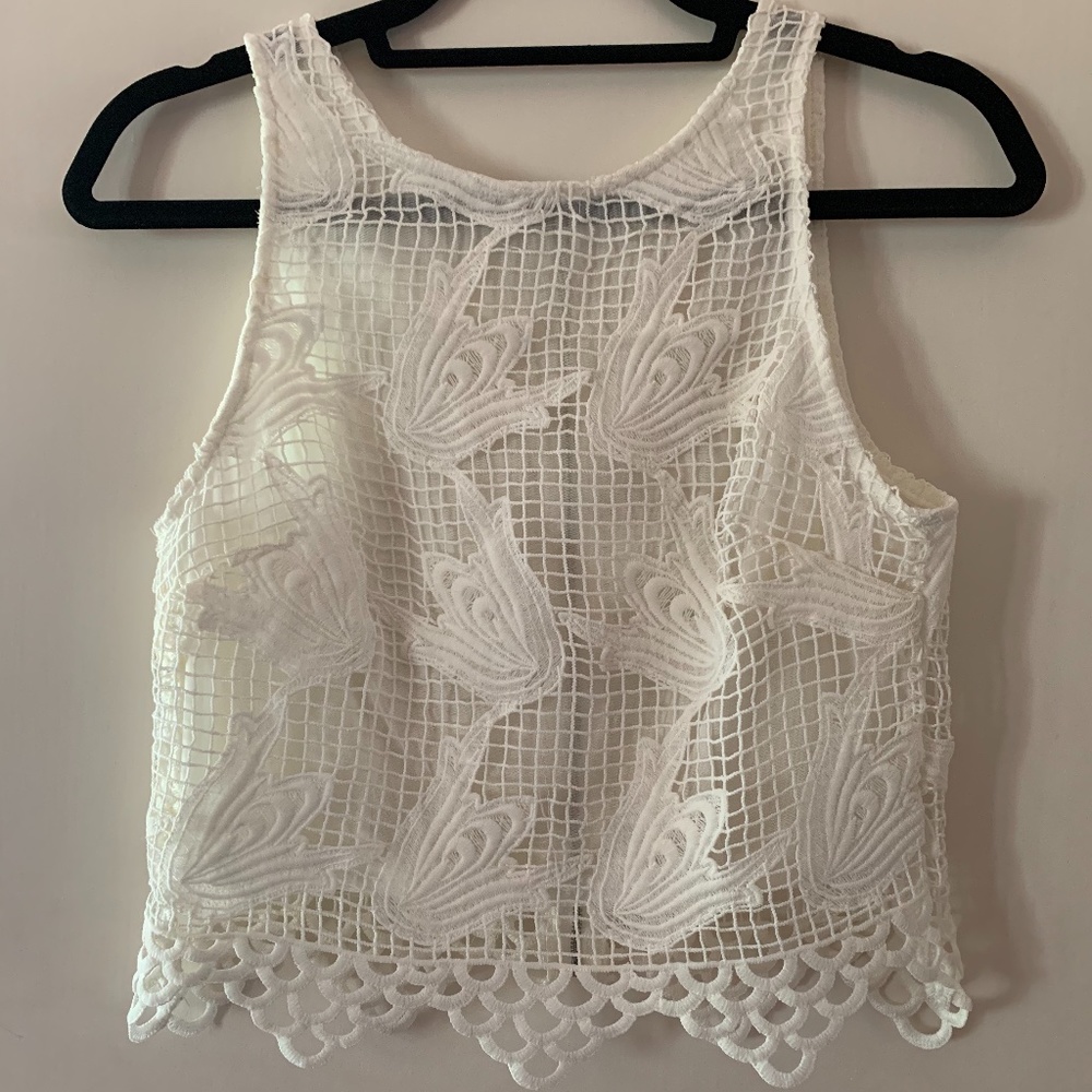 Saints * Secrets White Lace Crop Top